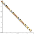 10K Tri-color Polished and Brushed Bracelet
