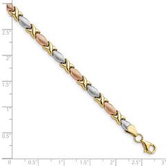 10K Tri-color Polished and Brushed Bracelet
