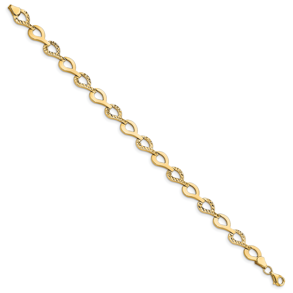 10K Polished Fancy D/C Link Bracelet