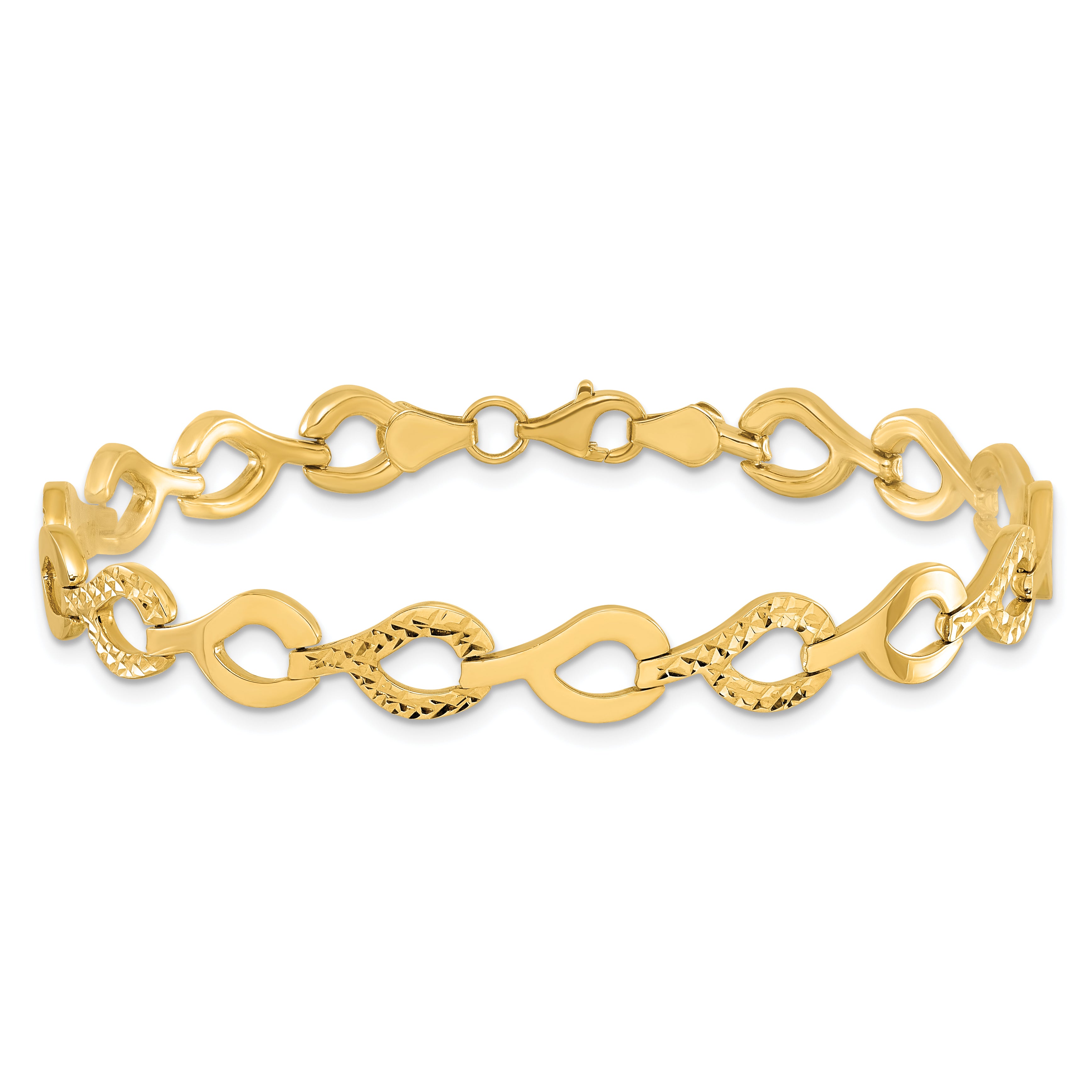 10K Polished Fancy D/C Link Bracelet