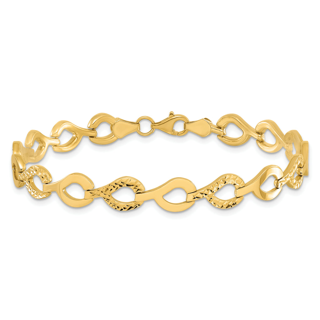 10K Polished Fancy D/C Link Bracelet