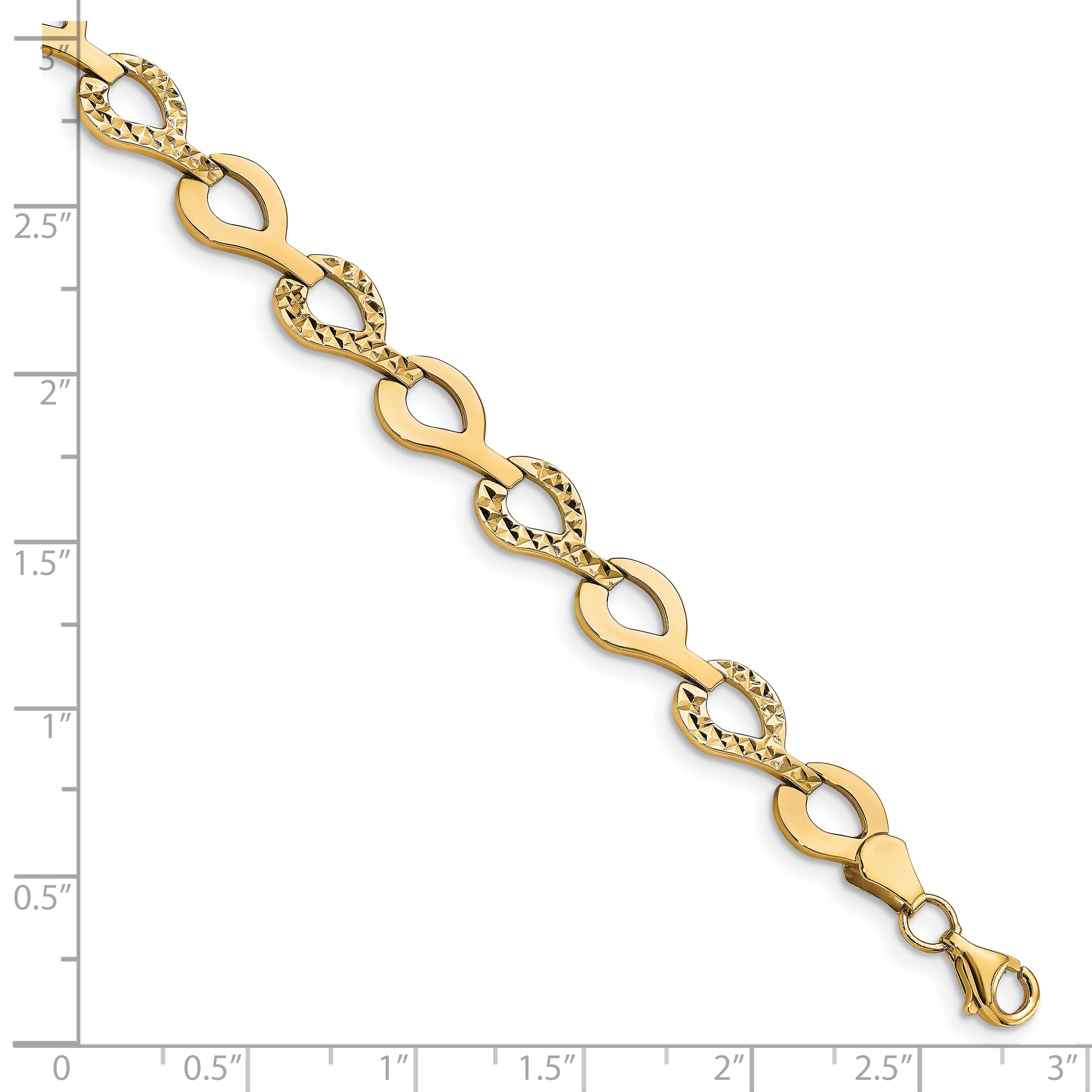 10K Polished Fancy D/C Link Bracelet