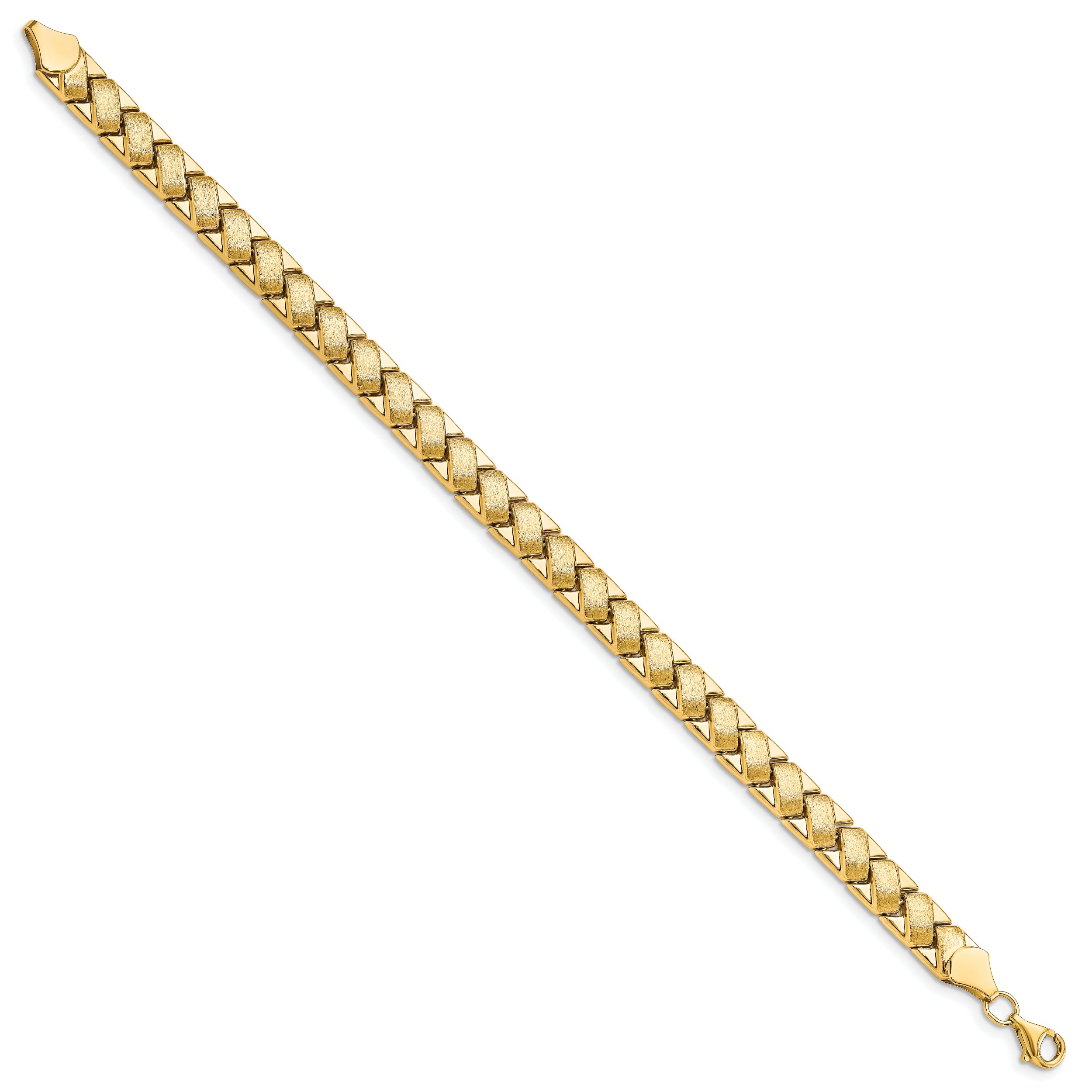 10K Polished and Brushed Fancy Link Bracelet