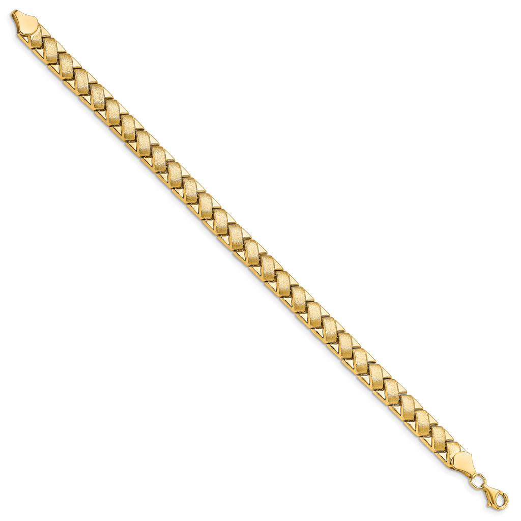 10K Polished and Brushed Fancy Link Bracelet