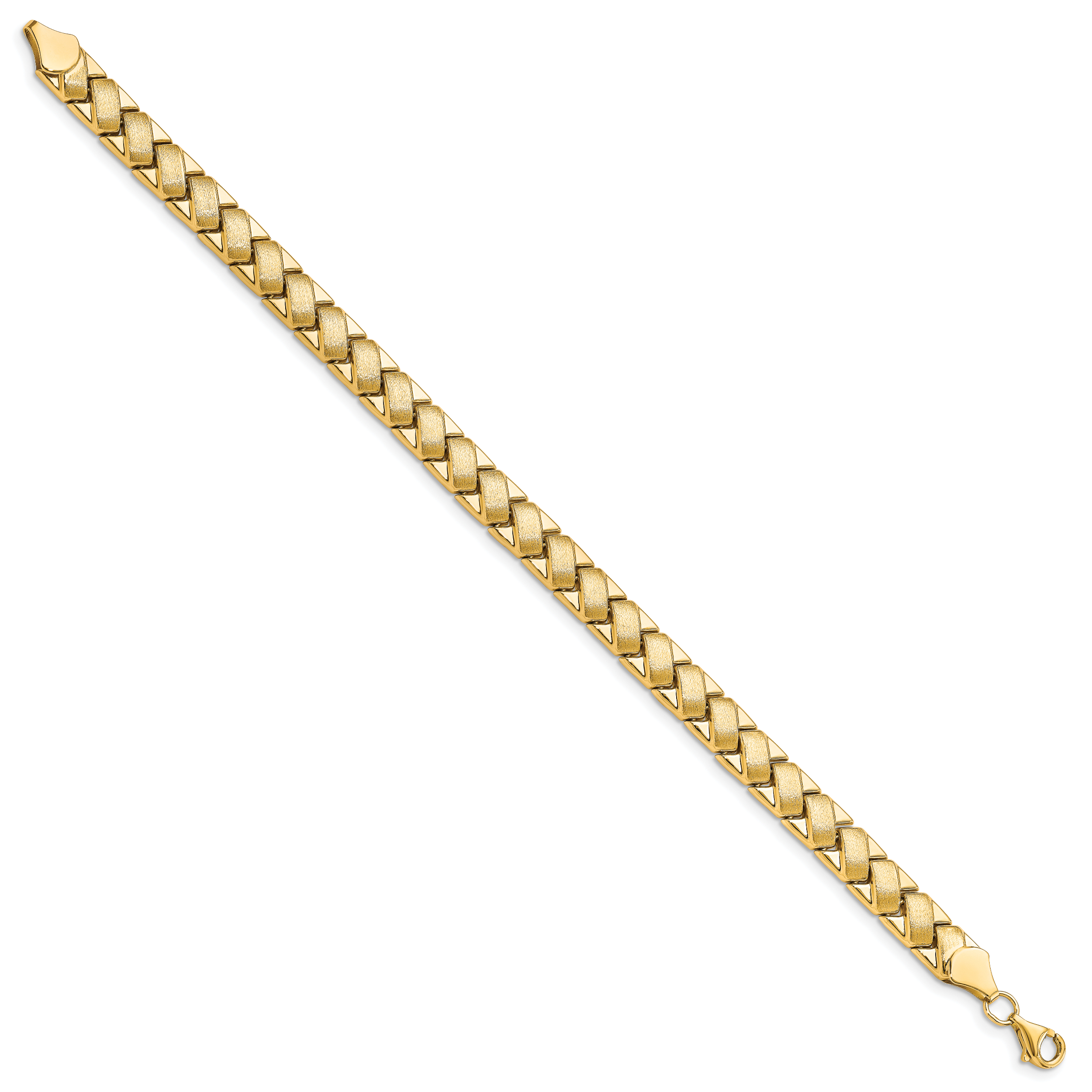 10K Polished and Brushed Fancy Link Bracelet