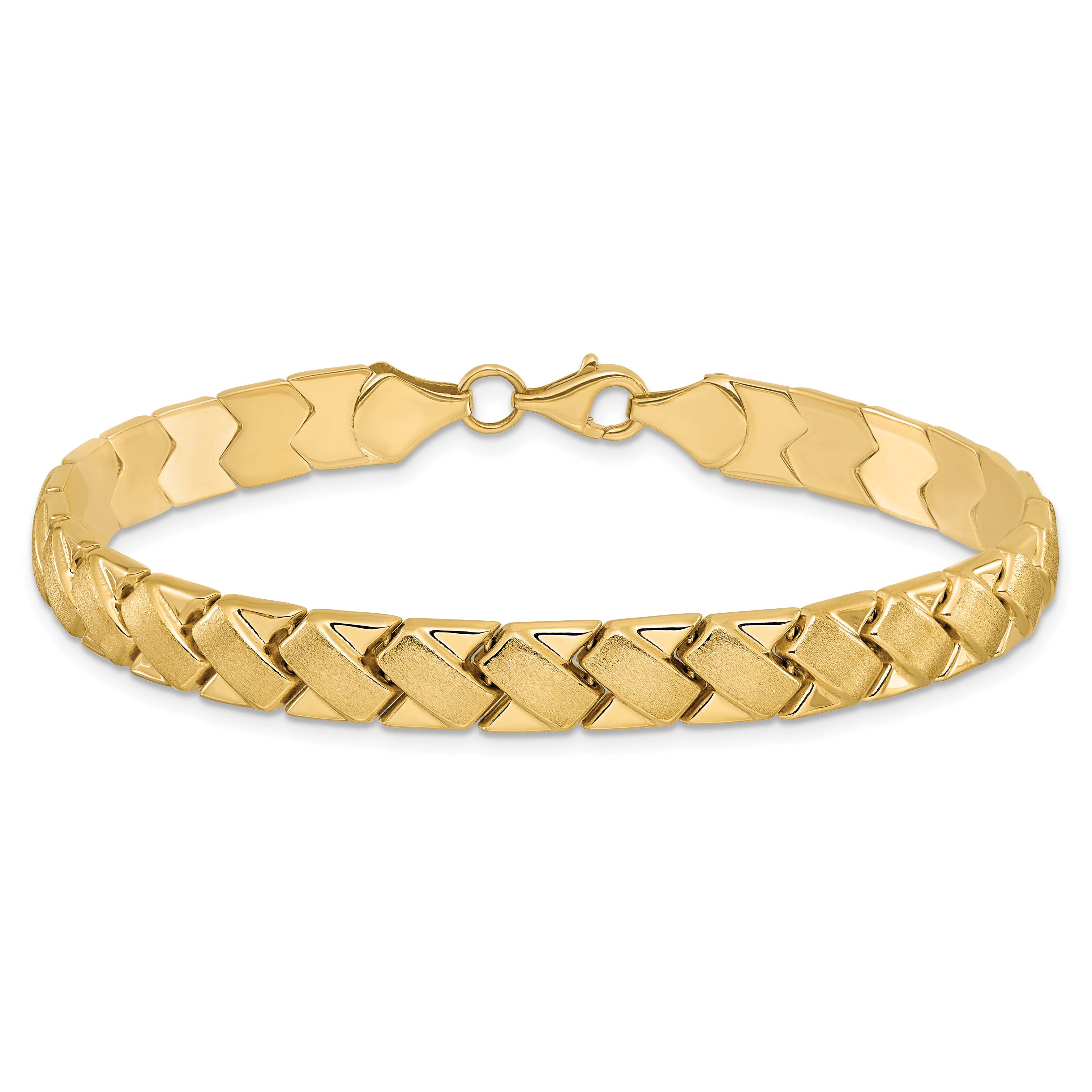 10K Polished and Brushed Fancy Link Bracelet