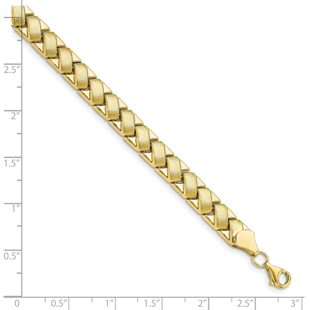 10K Polished and Brushed Fancy Link Bracelet