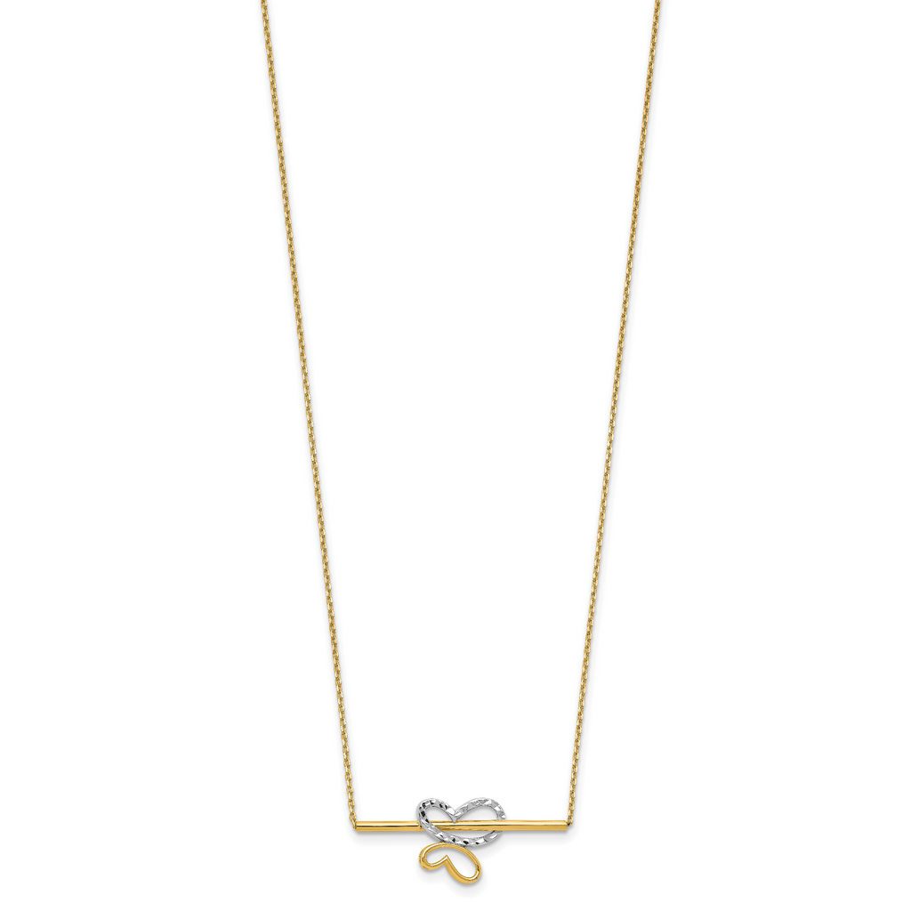 10K Rhodium-plated Polished D/C Butterfly Bar Necklace