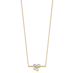 10K Rhodium-plated Polished D/C Butterfly Bar Necklace