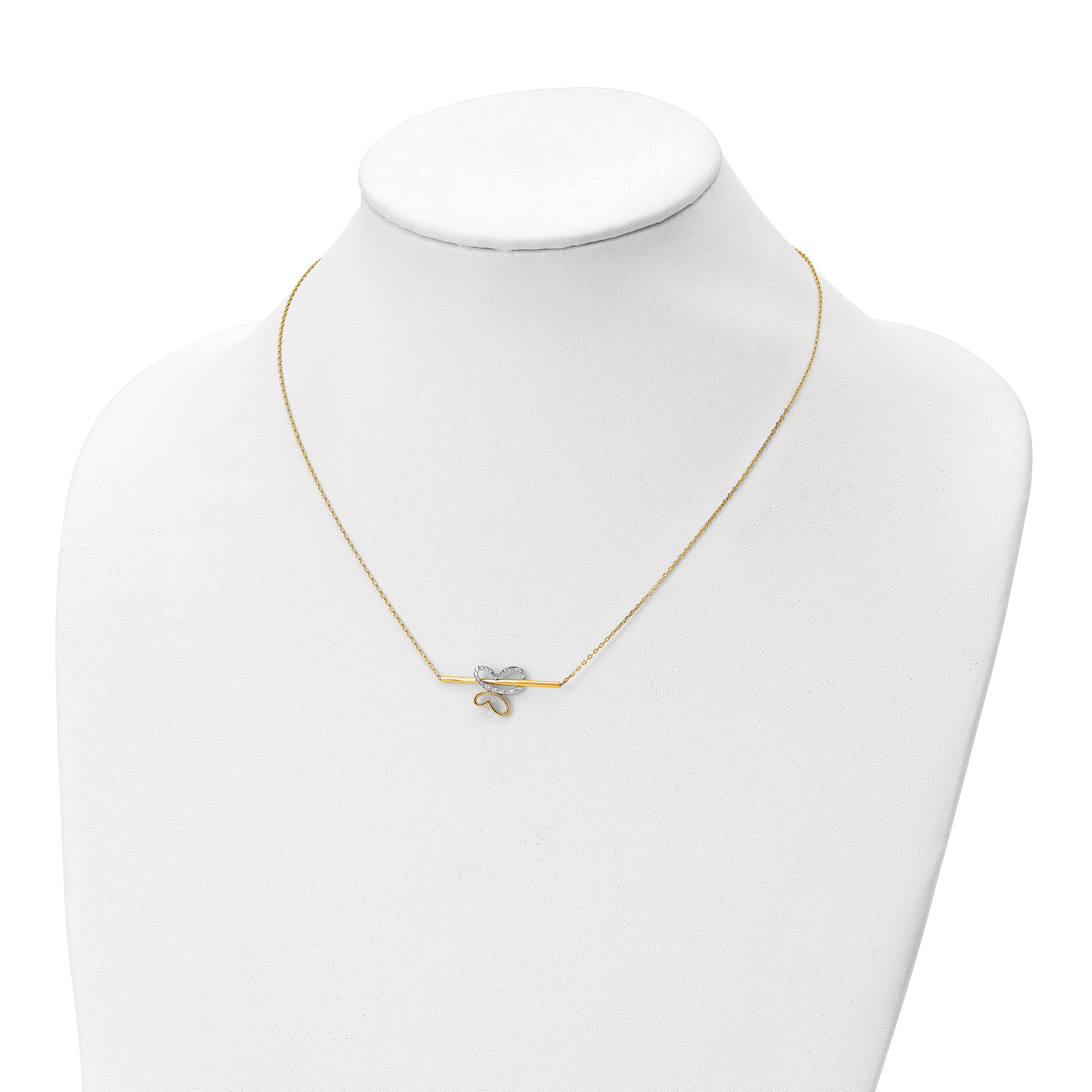 10K Rhodium-plated Polished D/C Butterfly Bar Necklace