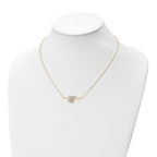 10K Rhodium-plated Polished D/C Butterfly Bar Necklace