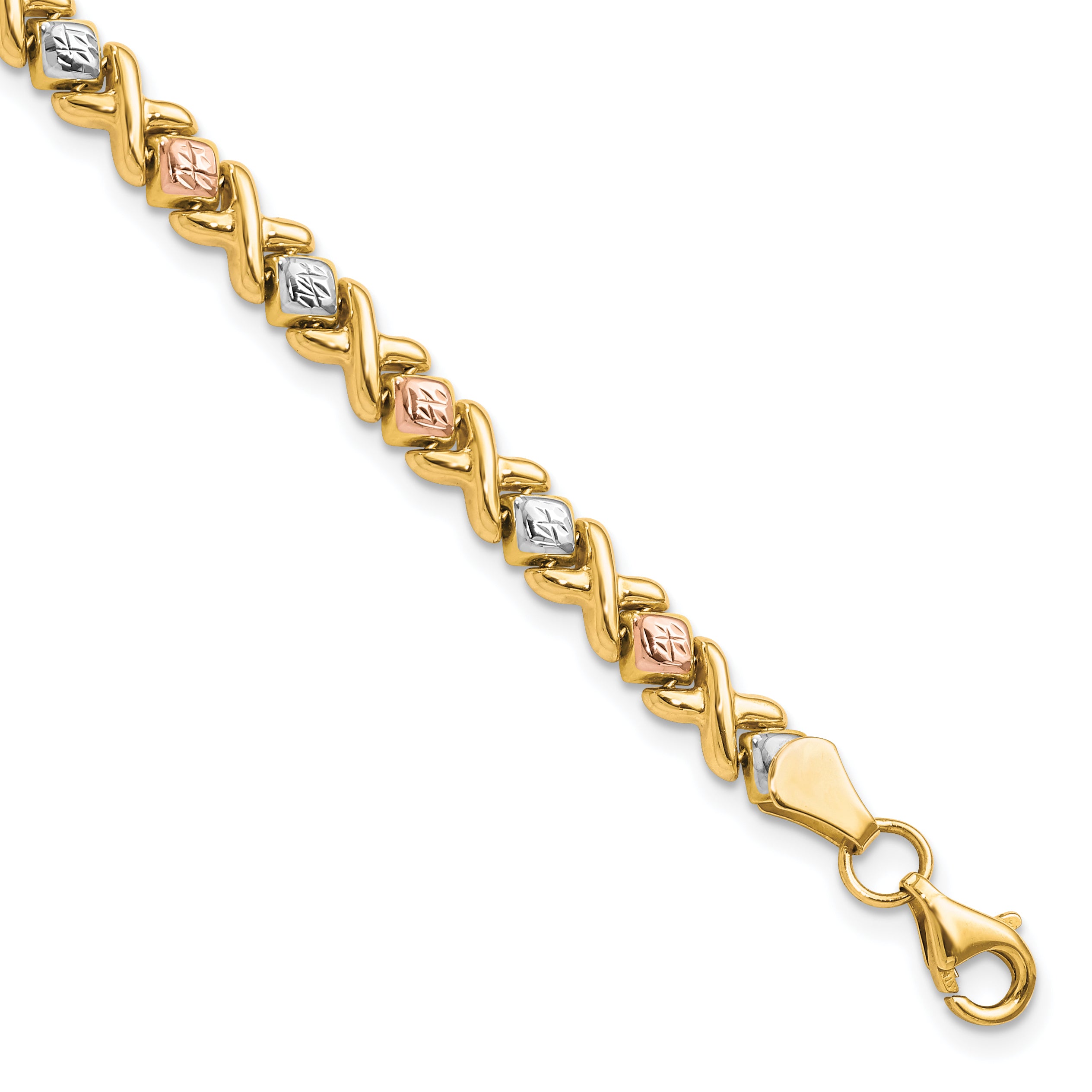 10k Tri-color Polished and D/C Bracelet Main image
