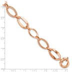 10k Rose Gold Polished and Textured Link Bracelet