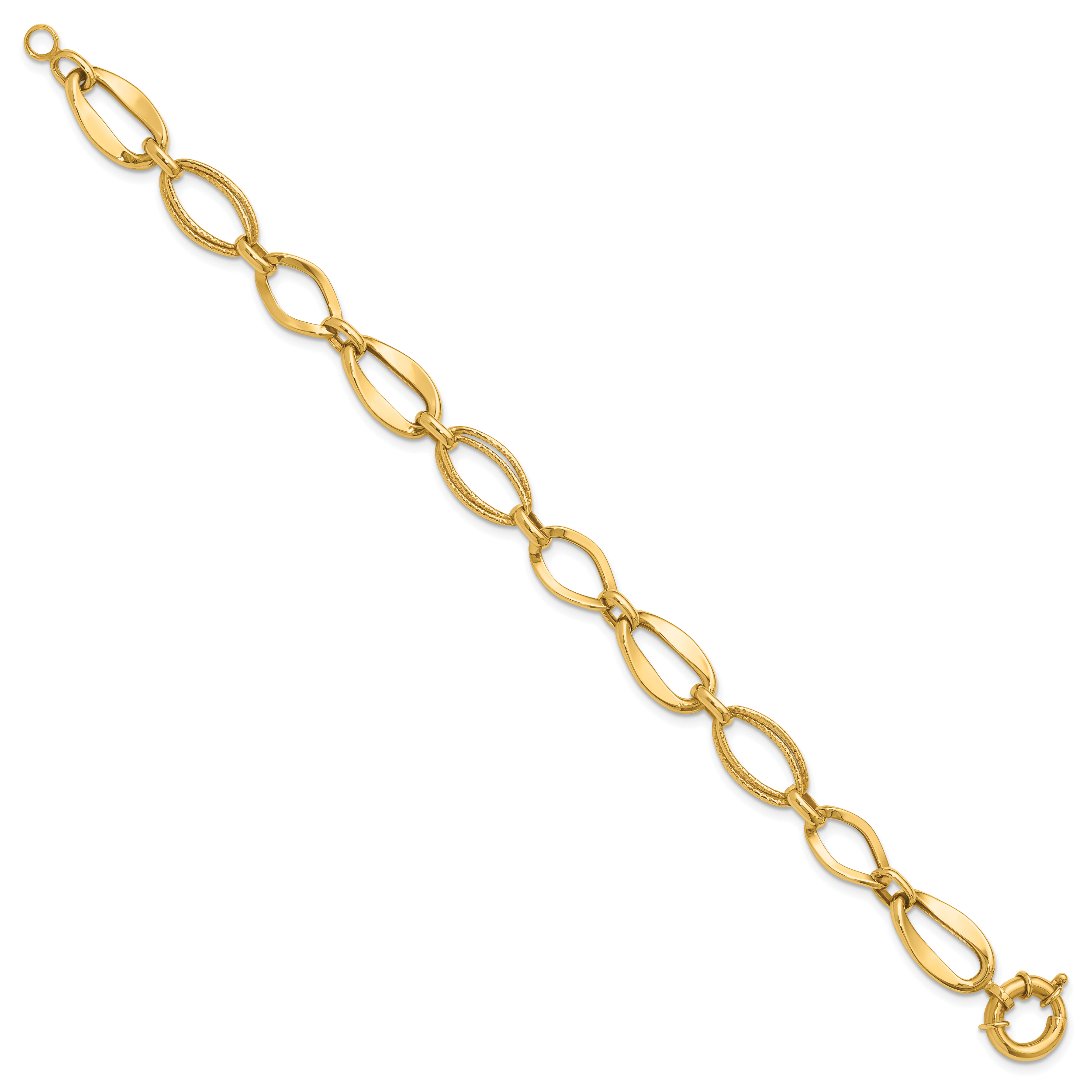 10k Polished and Textured Link Bracelet