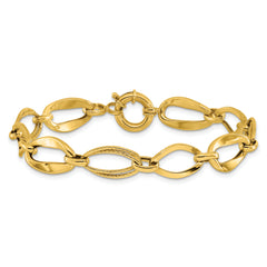 10k Polished and Textured Link Bracelet