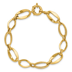 10k Polished and Textured Link Bracelet