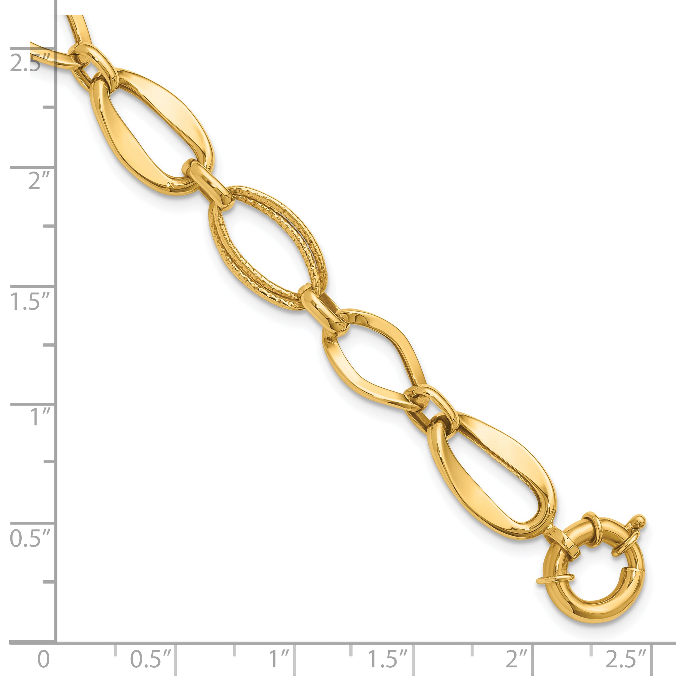10k Polished and Textured Link Bracelet