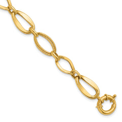 10k Polished and Textured Link Bracelet
