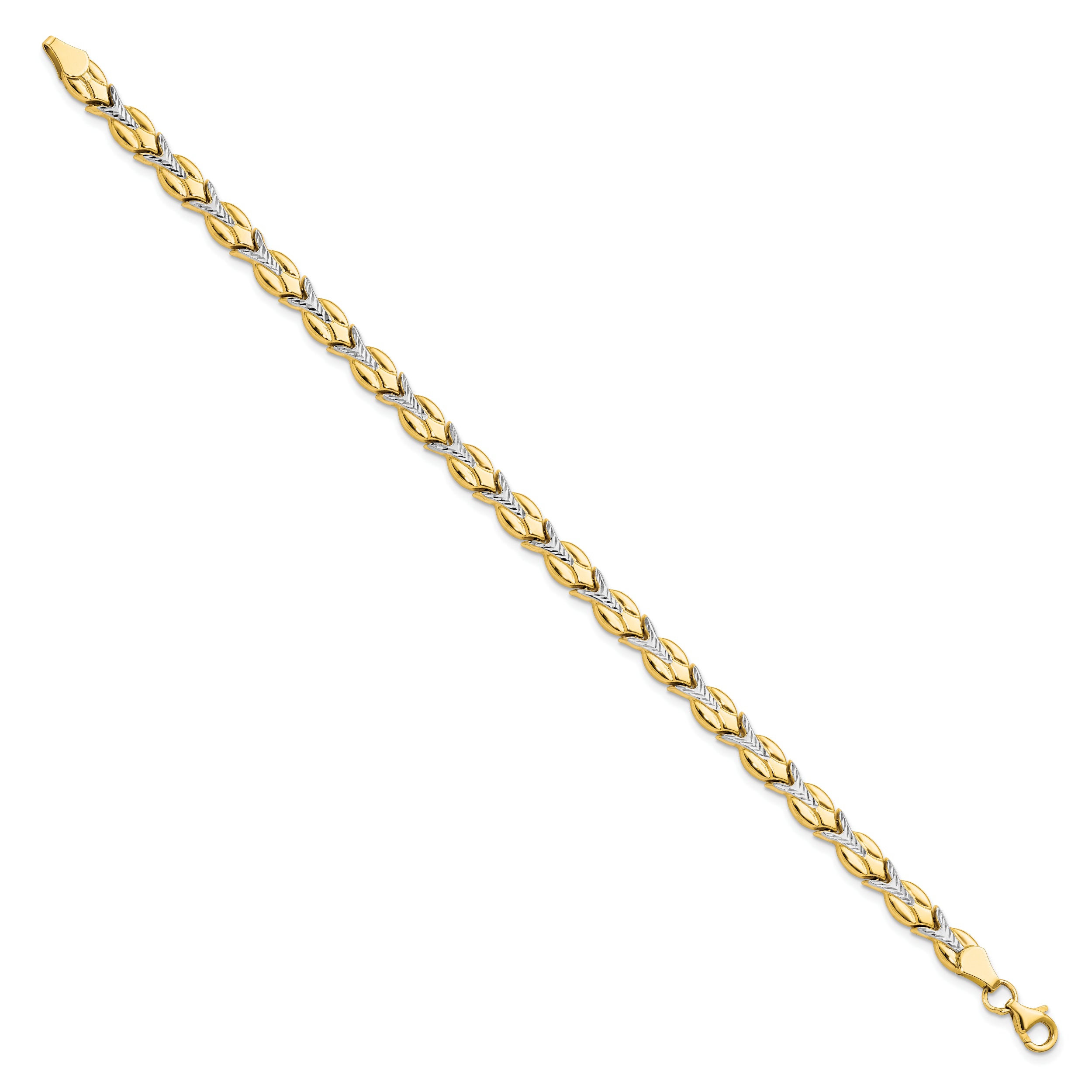 10k w/White Rhodium Polished/Diamond-cut Bracelet