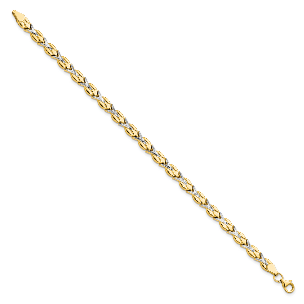 10k w/White Rhodium Polished/Diamond-cut Bracelet