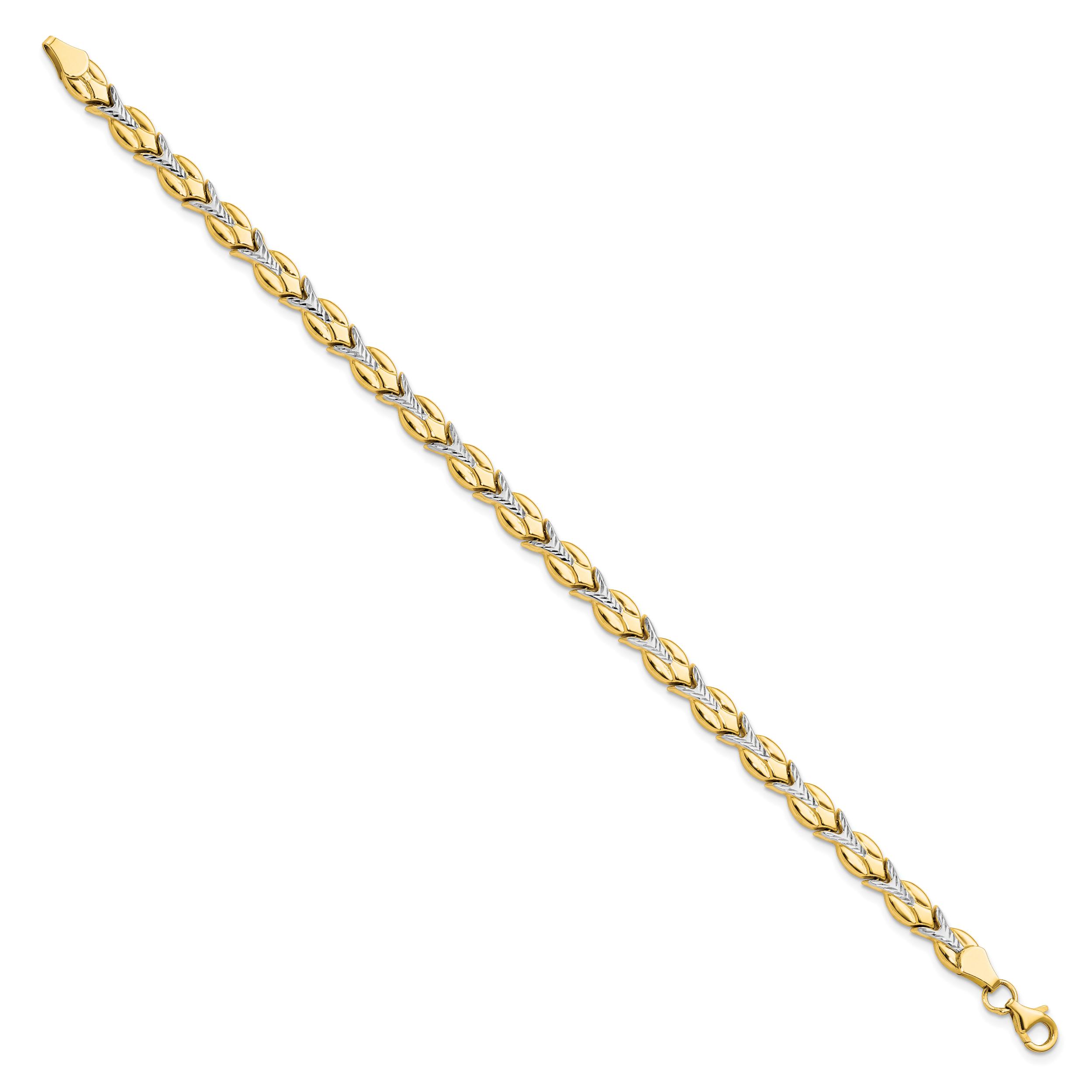 10k w/White Rhodium Polished/Diamond-cut Bracelet