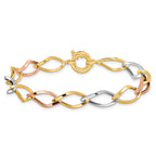 10k Tri-color Polished Link Bracelet