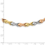 10k Tri-color Polished and Brushed D/C Necklace