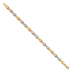 10k Tri-color Polished / Brushed and Diamond-cut  Bracelet
