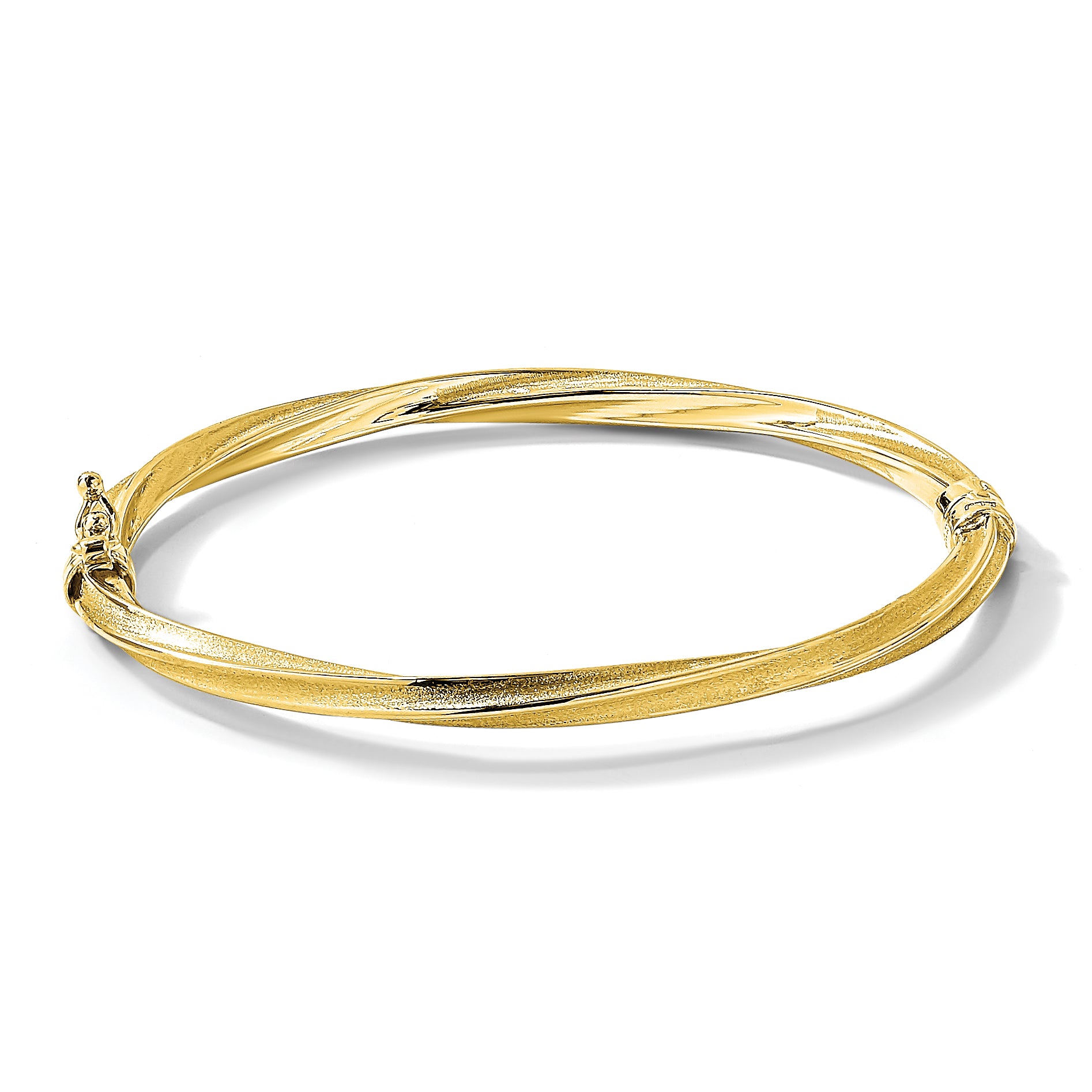 10k Polished and Brushed Hinged Bangle