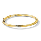 10k Polished and Brushed Hinged Bangle