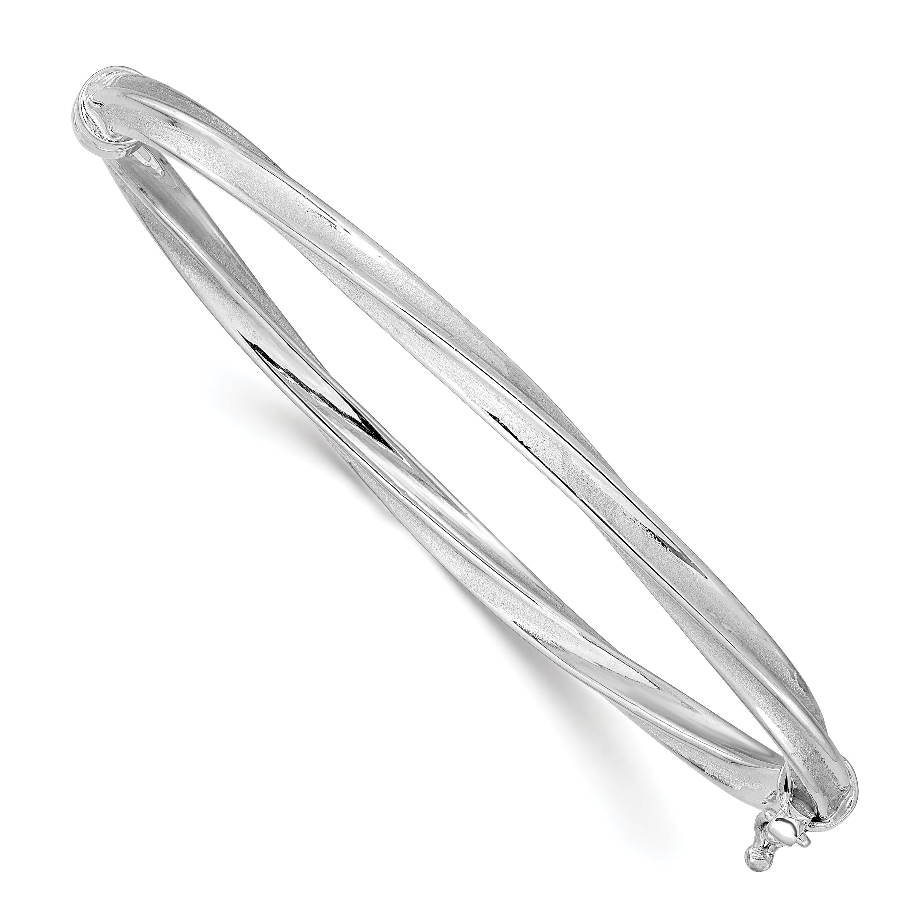 10k White Gold Polished and Brushed Hinged Bangle Main image