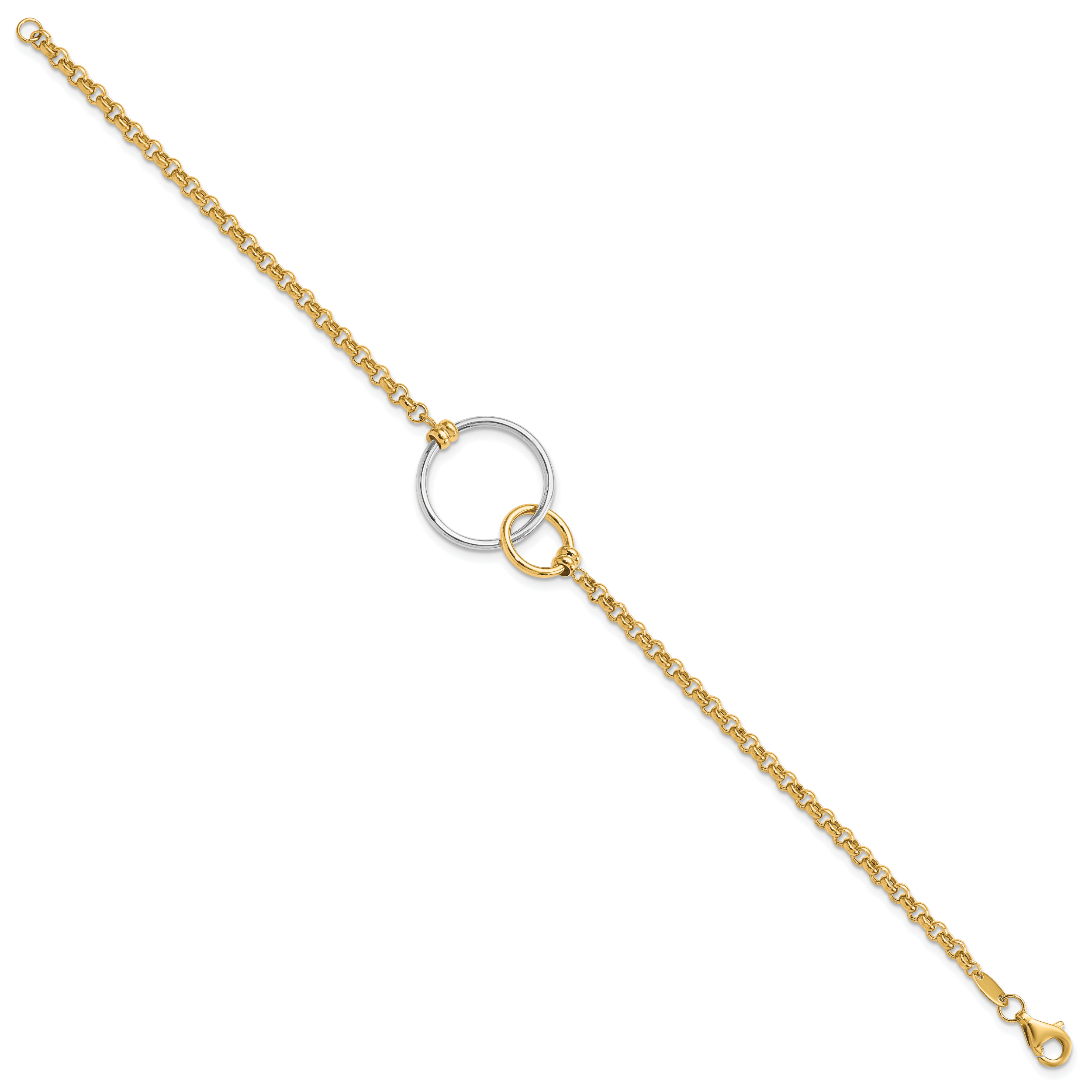 10k Two-tone Polished interlocking Circles Link Bracelet Secondary image