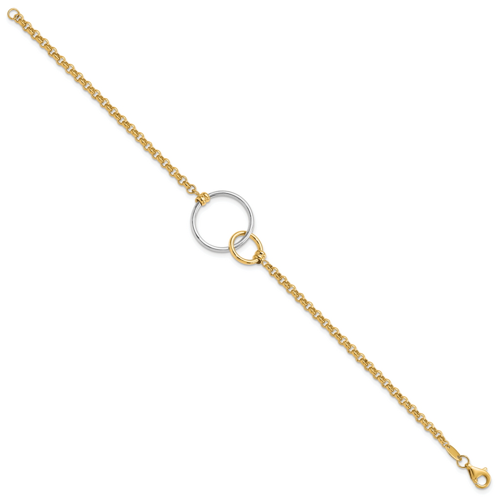 10k Two-tone Polished interlocking Circles Link Bracelet