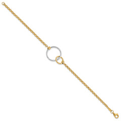 10k Two-tone Polished interlocking Circles Link Bracelet