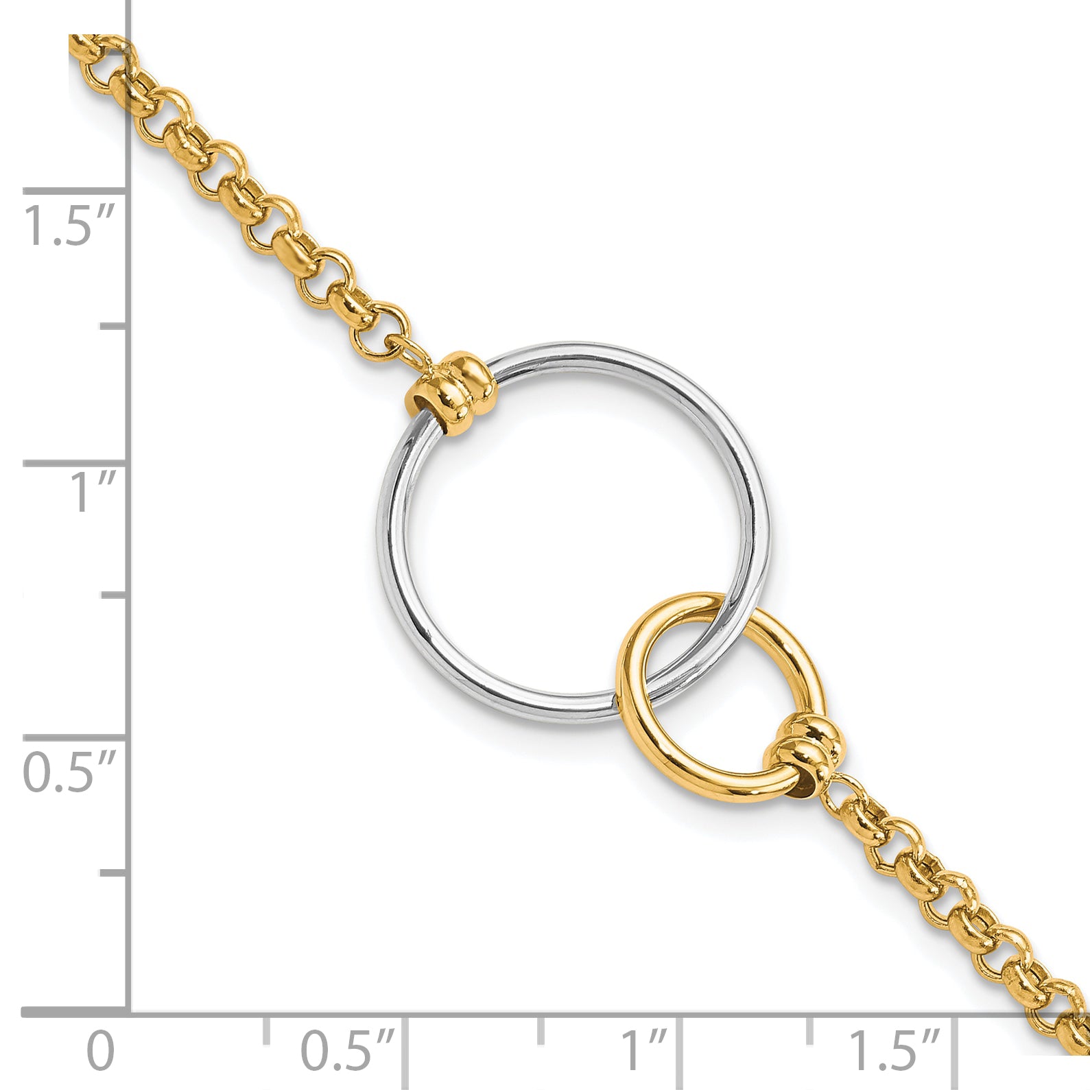 10k Two-tone Polished interlocking Circles Link Bracelet