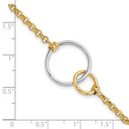 10k Two-tone Polished interlocking Circles Link Bracelet