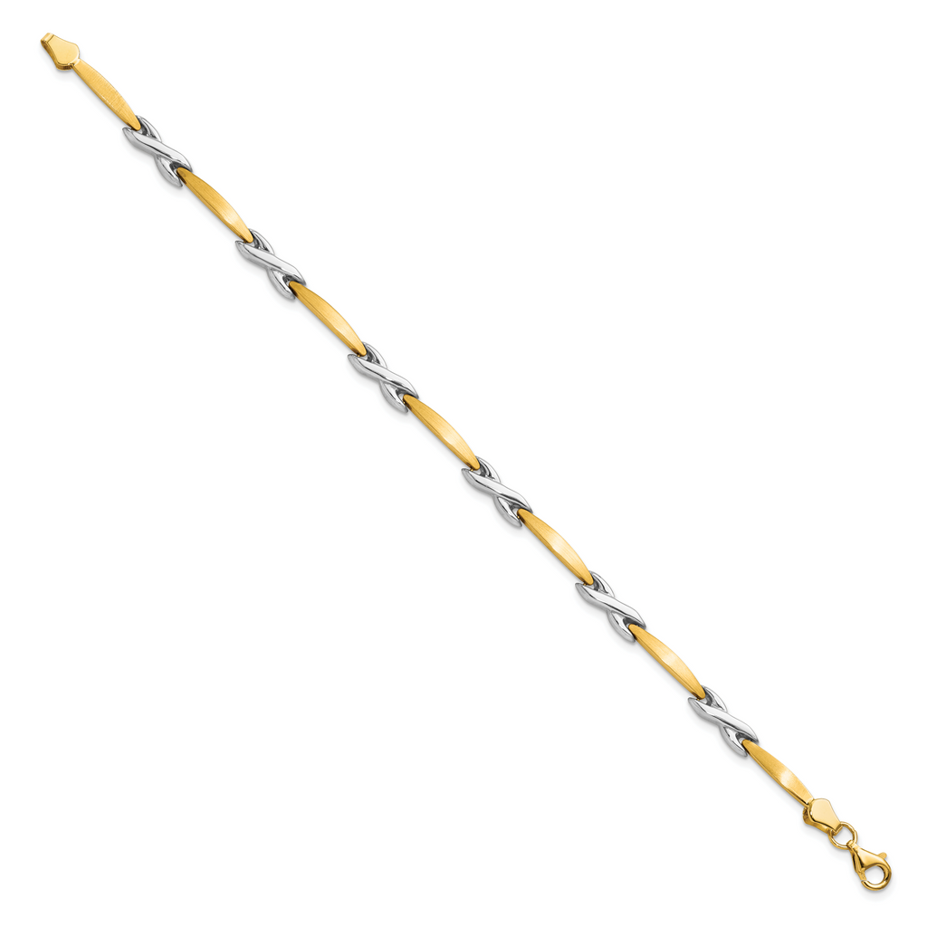 10k Two-tone Polished and Brushed Bracelet