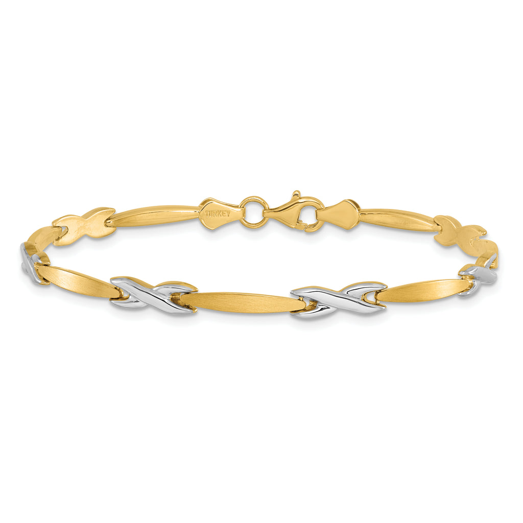 10k Two-tone Polished and Brushed Bracelet