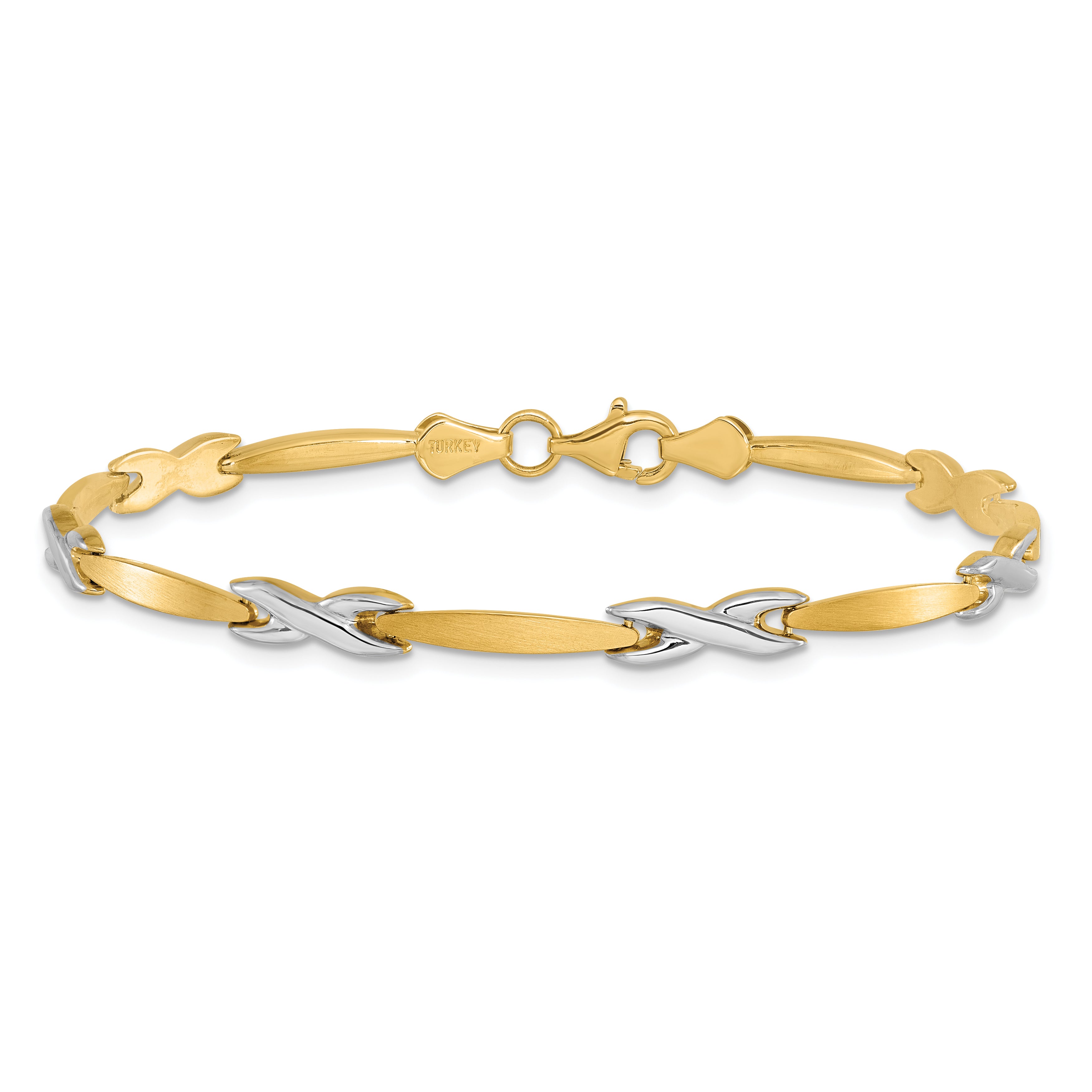10k Two-tone Polished and Brushed Bracelet