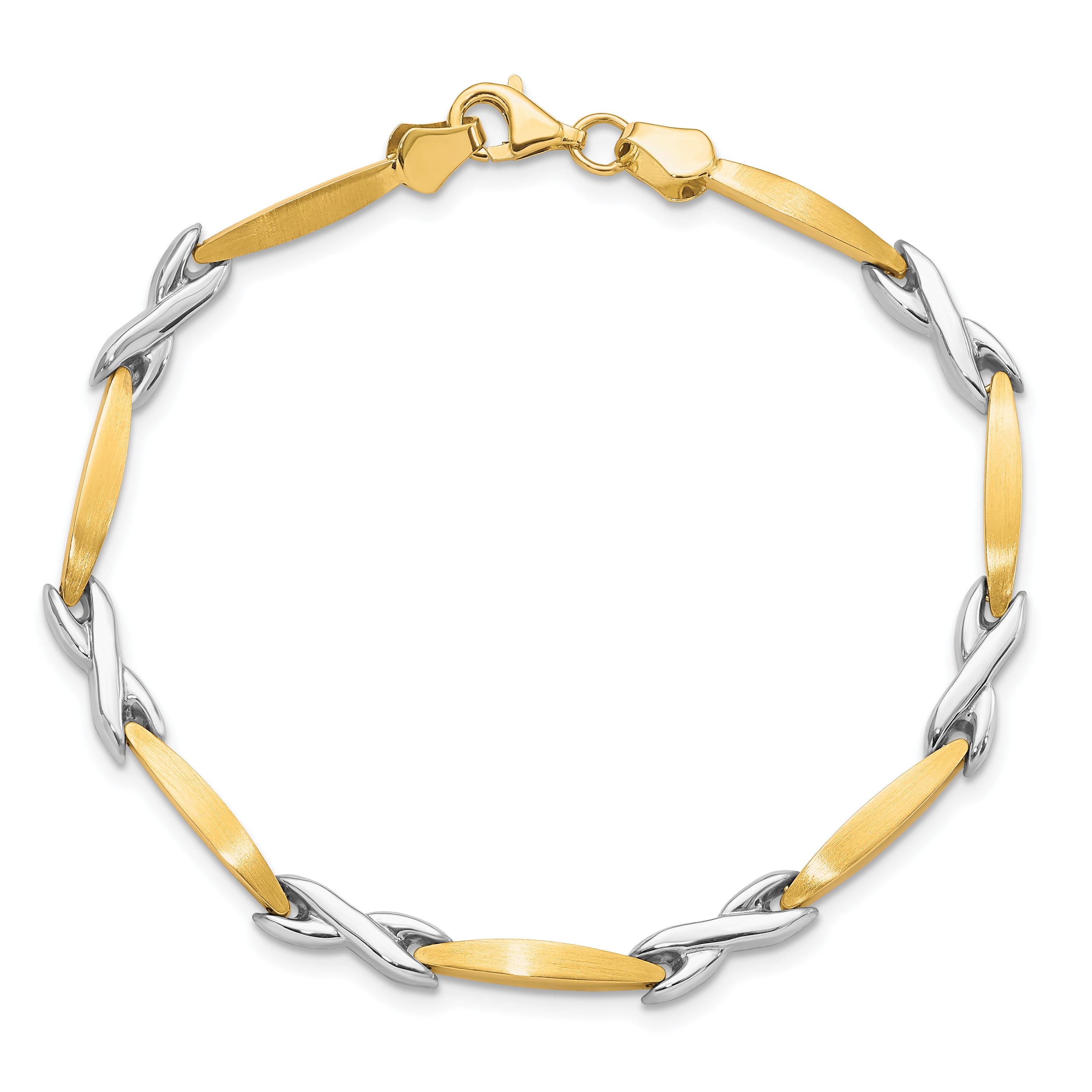 10k Two-tone Polished and Brushed Bracelet