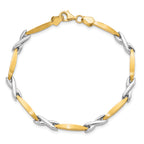 10k Two-tone Polished and Brushed Bracelet