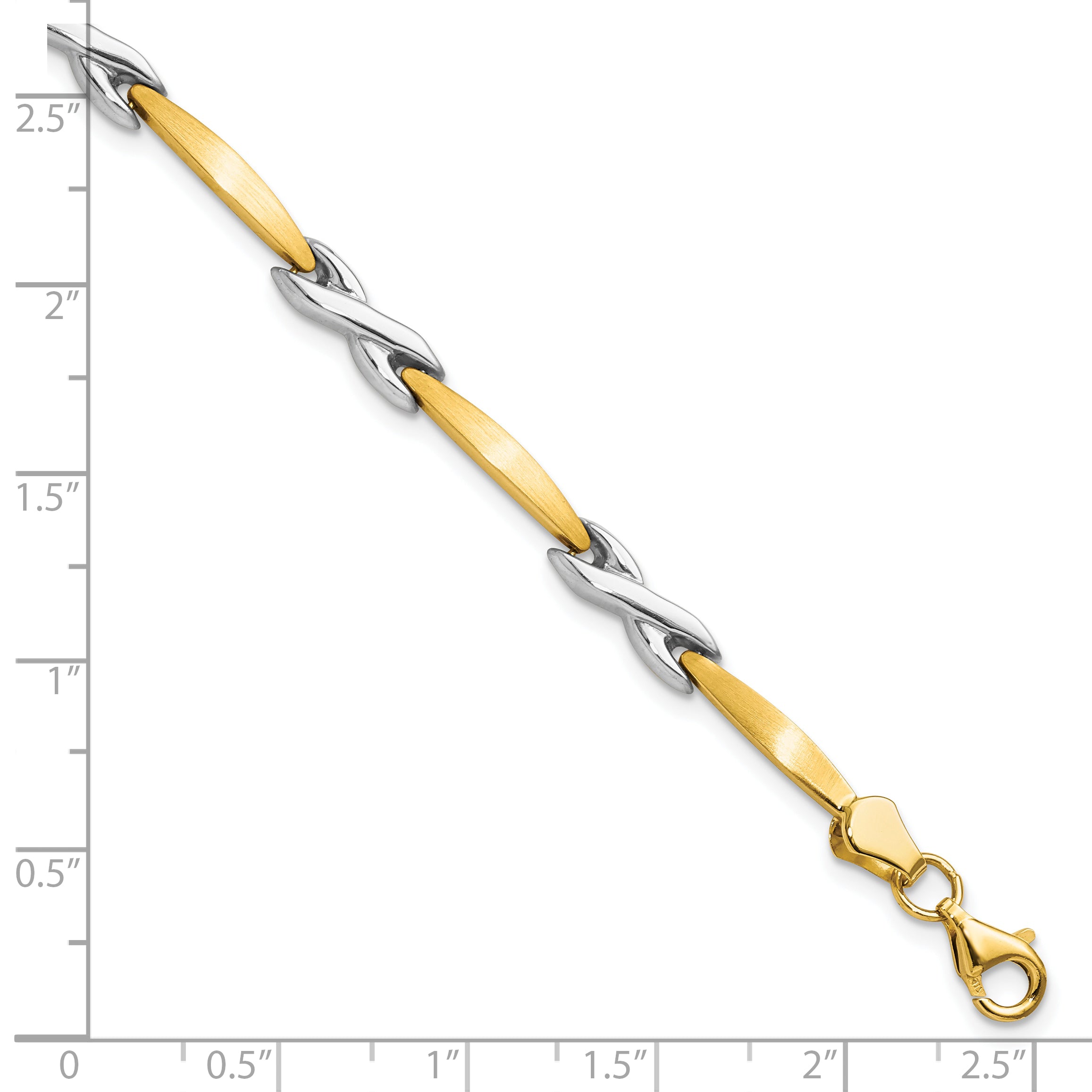 10k Two-tone Polished and Brushed Bracelet