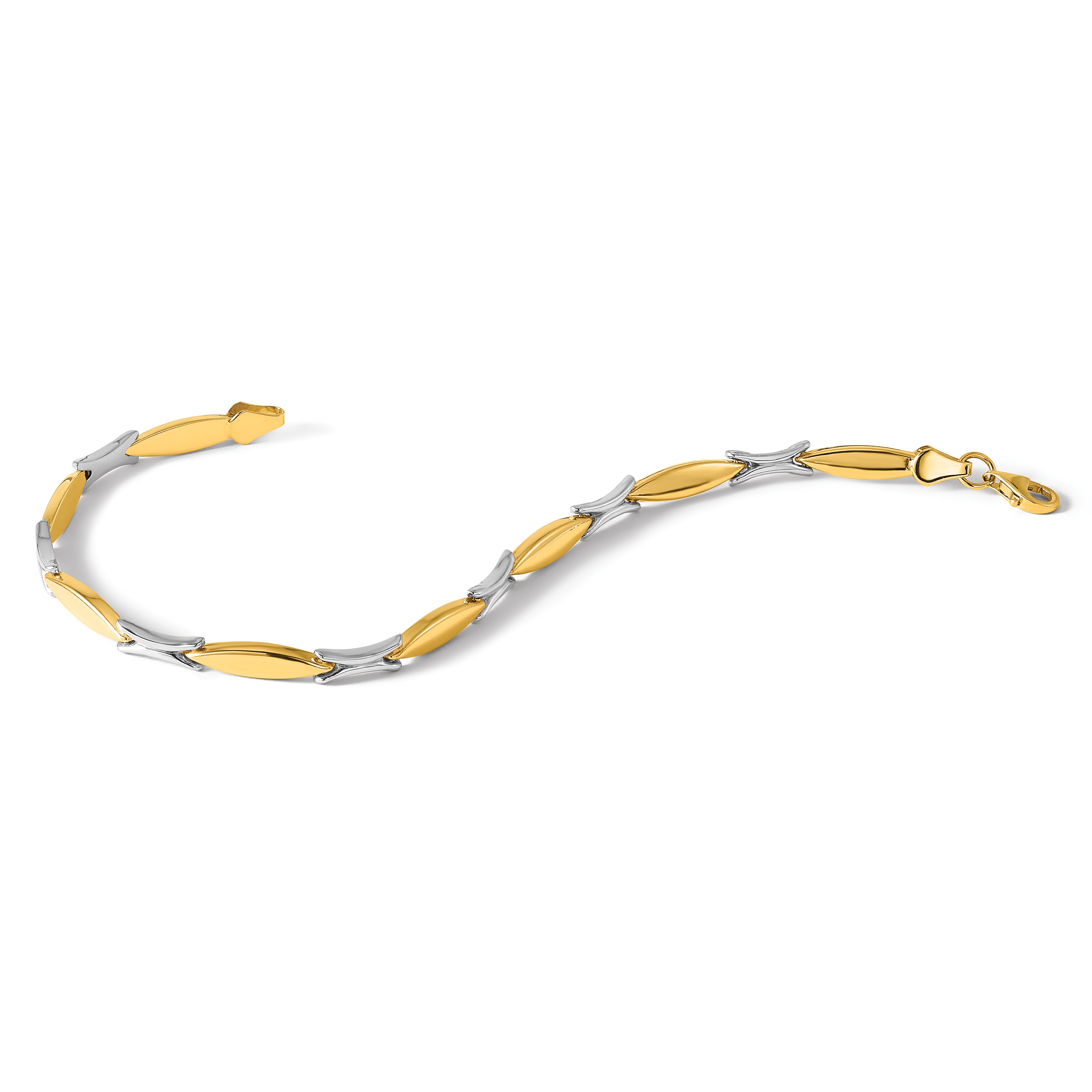 10k Two-tone Polished and Brushed Bracelet