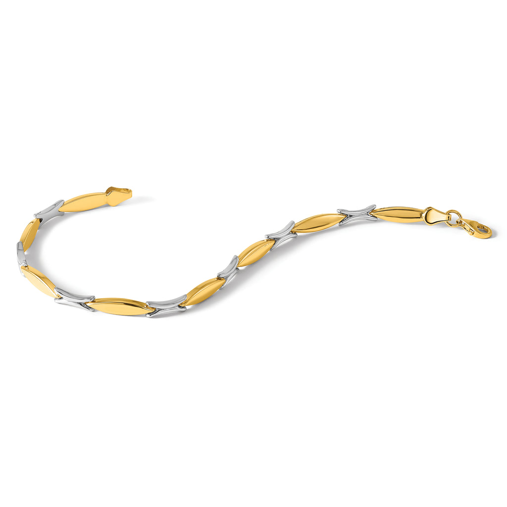 10k Two-tone Polished and Brushed Bracelet