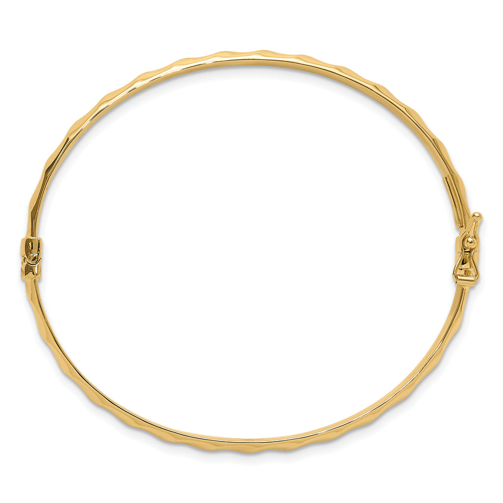 10K Polished Twisted Hinged Bangle