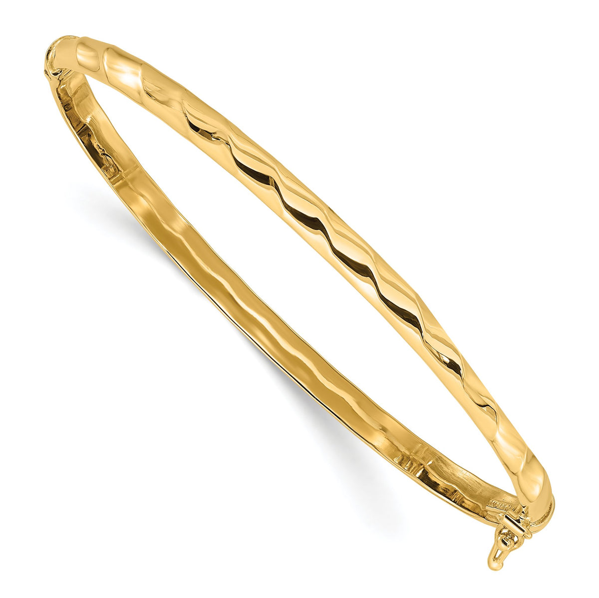 Twisted Bangle Bracelet in 10K Yellow Gold, Hinged, 7.5 Inch - Sophia Jewelers Main image