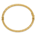 10K Polished and Textured Twisted Hinged Bangle