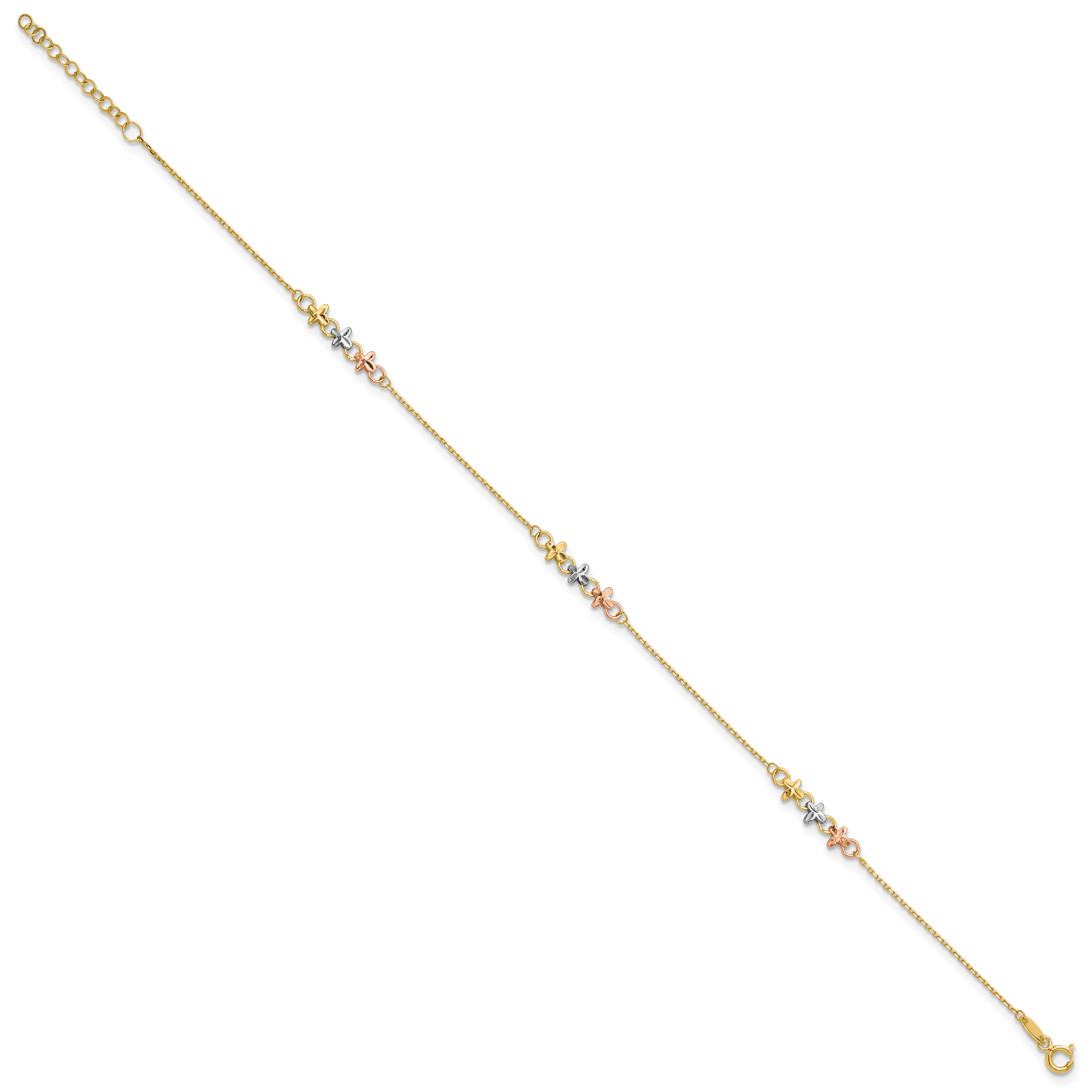 10K Two-tone w/White Rhod Polished Station 9in Plus 1in ext. Ankle Secondary image