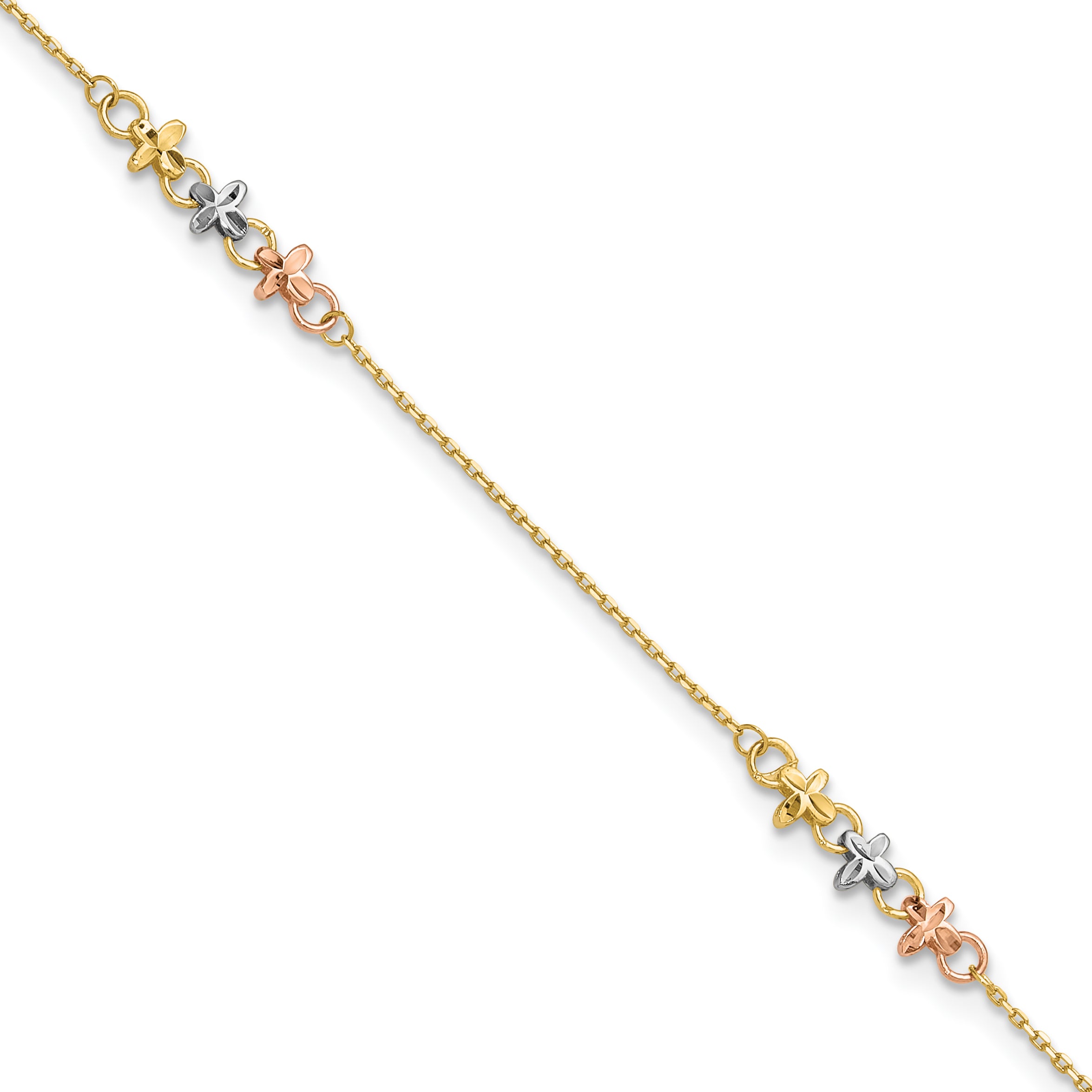 10K Two-tone w/White Rhod Polished Station 9in Plus 1in ext. Ankle Main image