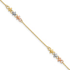 10K Two-tone w/White Rhod Polished Station 9in Plus 1in ext. Ankle